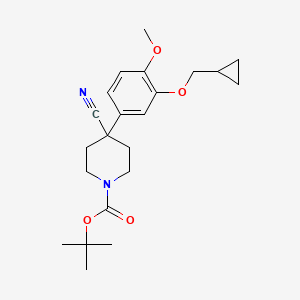 molecular formula C22H30N2O4 B15504823 1-Boc-4-cyano-4-[3-(cyclopropylmethoxy)-4-methoxyphenyl]-piperidine CAS No. 666179-97-1