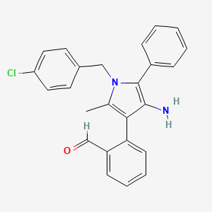 molecular formula C25H21ClN2O B15504859 2-[4-Amino-1-[(4-chlorophenyl)methyl]-2-methyl-5-phenylpyrrol-3-yl]benzaldehyde 