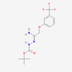 molecular formula C14H18F3N3O3 B15504889 tert-butyl N-[[1-amino-2-[3-(trifluoromethyl)phenoxy]ethylidene]amino]carbamate 