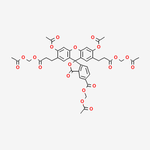 molecular formula C40H36O19 B15504971 acetyloxymethyl 3',6'-diacetyloxy-2',7'-bis[3-(acetyloxymethoxy)-3-oxopropyl]-3-oxospiro[2-benzofuran-1,9'-xanthene]-5-carboxylate 