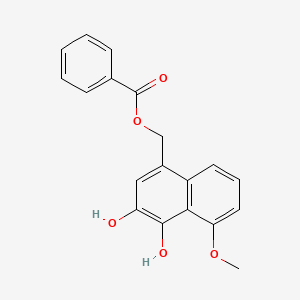 molecular formula C19H16O5 B15505085 (3,4-Dihydroxy-5-methoxynaphthalen-1-yl)methyl benzoate 