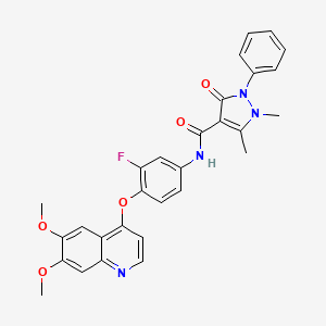 molecular formula C29H25FN4O5 B15505347 N-{4-[(6,7-Dimethoxyquinolin-4-Yl)oxy]-3-Fluorophenyl}-1,5-Dimethyl-3-Oxo-2-Phenyl-2,3-Dihydro-1h-Pyrazole-4-Carboxamide 