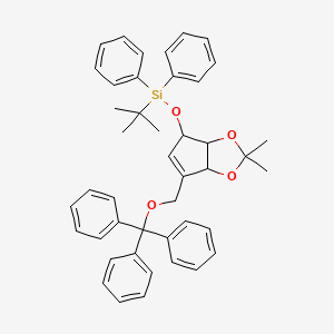 molecular formula C44H46O4Si B15505402 tert-butyl-[[2,2-dimethyl-4-(trityloxymethyl)-6,6a-dihydro-3aH-cyclopenta[d][1,3]dioxol-6-yl]oxy]-diphenylsilane 