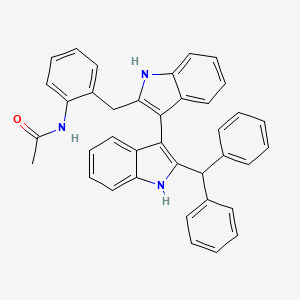 molecular formula C38H31N3O B15505460 N-(2-((2'-Benzhydryl-1H,1'H-[3,3'-biindol]-2-yl)methyl)phenyl)acetamide 