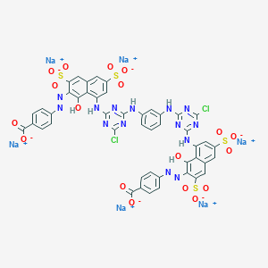 molecular formula C46H24Cl2N14Na6O18S4 B15505548 p,p'-m-Phenylenebisimino(6-chloro-1,3,5-triazine-2,4-diyl)imino(8-hydroxy-3,6-disulphonato-1,7-naphthylene)azodibenzo ate (sodium salt) 