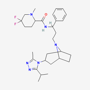 molecular formula C29H42F2N6O B15505554 5,5-Difluoro-1-methyl-N-[3-[3-(3-methyl-5-propan-2-yl-1,2,4-triazol-4-yl)-8-azabicyclo[3.2.1]octan-8-yl]-1-phenylpropyl]piperidine-2-carboxamide 