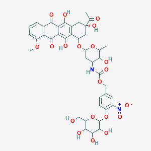 [3-nitro-4-[3,4,5-trihydroxy-6-(hydroxymethyl)oxan-2-yl]oxyphenyl]methyl N-[6-[[(3S)-3-acetyl-3,5,12-trihydroxy-10-methoxy-6,11-dioxo-2,4-dihydro-1H-tetracen-1-yl]oxy]-3-hydroxy-2-methyloxan-4-yl]carbamate