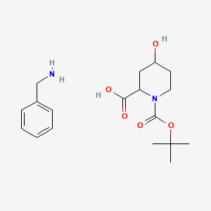 molecular formula C18H28N2O5 B15505669 4-Hydroxy-1-[(2-methylpropan-2-yl)oxycarbonyl]piperidine-2-carboxylic acid;phenylmethanamine 