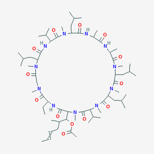 molecular formula C64H113N11O13 B15506022 XXXLVLAALLA;B 3-243; O-Acetyl-C91-cyclosporin A; O-Acetylcyclosporin A 