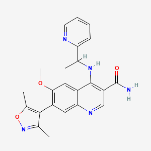 7-(3,5-Dimethyl-1,2-oxazol-4-yl)-6-methoxy-4-(1-pyridin-2-ylethylamino)quinoline-3-carboxamide