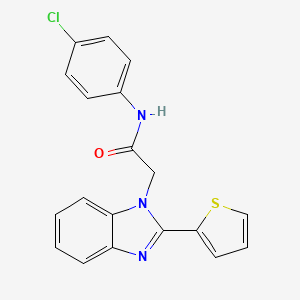 molecular formula C19H14ClN3OS B15506232 N-(4-Chlorophenyl)-2-(2-(thiophen-2-yl)-1H-benzo[d]imidazol-1-yl)acetamide 