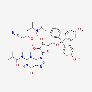 N-[9-[5-[[bis(4-methoxyphenyl)-phenylmethoxy]methyl]-4-[2-cyanoethoxy-[di(propan-2-yl)amino]phosphanyl]oxy-3-methoxyoxolan-2-yl]-6-oxo-2,3,4,5-tetrahydro-1H-purin-2-yl]-2-methylpropanamide