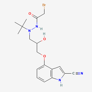 molecular formula C18H23BrN4O3 B15506351 2-Cyano-4-(2-hydroxy-3-(2-bromoacetamido-1,1-dimethylethylamino)propoxy)indole 