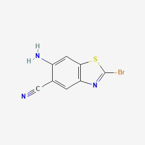 molecular formula C8H4BrN3S B15506362 5-Benzothiazolecarbonitrile, 6-amino-2-bromo- 