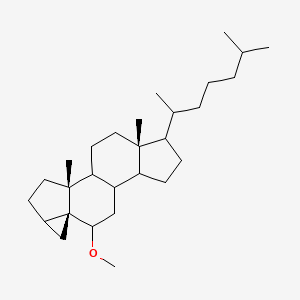 molecular formula C28H48O B15506381 (1AR,3aR,3bS,5aR,6R,8aS,8bS,10R,10aR)-10-methoxy-3a,5a-dimethyl-6-((R)-6-methylheptan-2-yl)hexadecahydrocyclopenta[a]cyclopropa[2,3]cyclopenta[1,2-f]naphthalene 