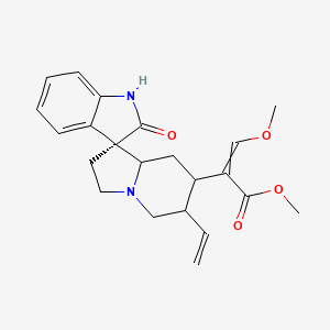 molecular formula C22H26N2O4 B15506415 methyl 2-[(3R)-6'-ethenyl-2-oxospiro[1H-indole-3,1'-3,5,6,7,8,8a-hexahydro-2H-indolizine]-7'-yl]-3-methoxyprop-2-enoate 