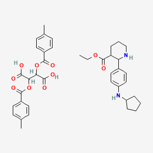 molecular formula C39H46N2O10 B15506447 (2R,3R)-2,3-bis(4-methylbenzoyloxy)butanedioic acid; ethyl (2R,3S)-2-[4-(cyclopentylamino)phenyl]piperidine-3-carboxylate 