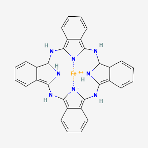 molecular formula C32H26FeN8 B15506518 2,11,20,29,37,39-Hexaza-38,40-diazanidanonacyclo[28.6.1.13,10.112,19.121,28.04,9.013,18.022,27.031,36]tetraconta-1(36),3,5,7,9,12,14,16,21,23,25,27,32,34-tetradecaene;iron(2+) 