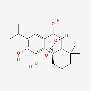 molecular formula C20H26O5 B15506577 (1R)-3,4,8-trihydroxy-11,11-dimethyl-5-propan-2-yl-16-oxatetracyclo[7.5.2.01,10.02,7]hexadeca-2,4,6-trien-15-one 