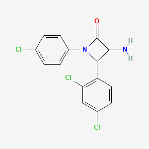 molecular formula C15H11Cl3N2O B15506600 3-Amino-1-(4-chlorophenyl)-4-(2,4-dichlorophenyl)azetidin-2-one 