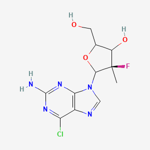 molecular formula C11H13ClFN5O3 B15506618 (4R)-5-(2-amino-6-chloropurin-9-yl)-4-fluoro-2-(hydroxymethyl)-4-methyloxolan-3-ol 