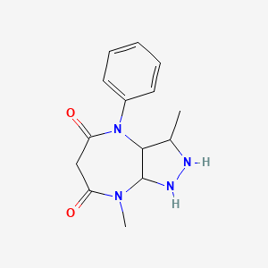 molecular formula C14H18N4O2 B15506691 3,8-dimethyl-4-phenyl-2,3,3a,8a-tetrahydro-1H-pyrazolo[3,4-b][1,4]diazepine-5,7-dione 