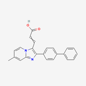 molecular formula C23H18N2O2 B15506739 3-(2-([1,1'-Biphenyl]-4-yl)-7-methylimidazo[1,2-a]pyridin-3-yl)acrylic acid 