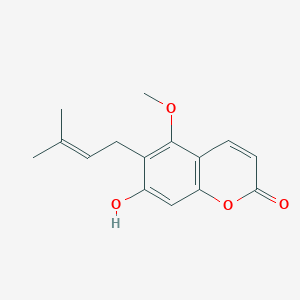 molecular formula C15H16O4 B15506788 7-Hydroxy-5-methoxy-6-(3-methylbut-2-en-1-yl)-2H-chromen-2-one 