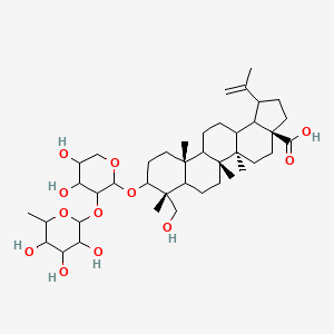 molecular formula C41H66O12 B15506818 (3aS,5aR,5bR,8R,11aR)-9-[4,5-dihydroxy-3-(3,4,5-trihydroxy-6-methyloxan-2-yl)oxyoxan-2-yl]oxy-8-(hydroxymethyl)-5a,5b,8,11a-tetramethyl-1-prop-1-en-2-yl-1,2,3,4,5,6,7,7a,9,10,11,11b,12,13,13a,13b-hexadecahydrocyclopenta[a]chrysene-3a-carboxylic acid 