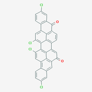 molecular formula C34H12Cl4O2 B15506827 9,24,30,34-Tetrachlorononacyclo[18.10.2.22,5.03,16.04,13.06,11.017,31.022,27.028,32]tetratriaconta-1(31),2(34),3(16),4(13),5(33),6(11),7,9,14,17,20(32),21,23,25,27,29-hexadecaene-12,19-dione 