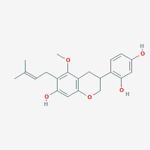 molecular formula C21H24O5 B15507049 4-[7-hydroxy-5-methoxy-6-(3-methylbut-2-enyl)-3,4-dihydro-2H-chromen-3-yl]benzene-1,3-diol 