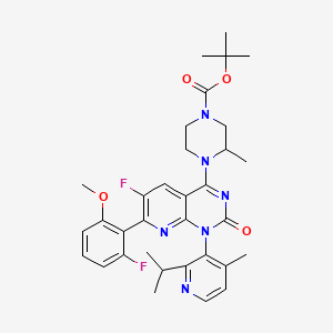 molecular formula C33H38F2N6O4 B15507068 Tert-butyl 4-[6-fluoro-7-(2-fluoro-6-methoxyphenyl)-1-(4-methyl-2-propan-2-ylpyridin-3-yl)-2-oxopyrido[2,3-d]pyrimidin-4-yl]-3-methylpiperazine-1-carboxylate 