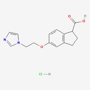 molecular formula C15H17ClN2O3 B15507120 5-(2-imidazol-1-ylethoxy)-2,3-dihydro-1H-indene-1-carboxylic acid;hydrochloride 