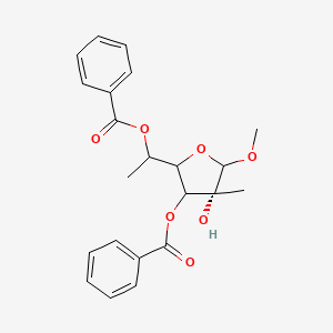 molecular formula C22H24O7 B15507219 [(4R)-2-(1-benzoyloxyethyl)-4-hydroxy-5-methoxy-4-methyloxolan-3-yl] benzoate 