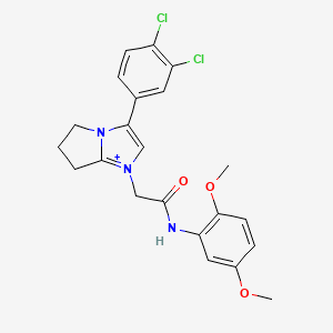 molecular formula C22H22Cl2N3O3+ B15507228 3-(3,4-Dichlorophenyl)-1-(2-((2,5-dimethoxyphenyl)amino)-2-oxoethyl)-6,7-dihydro-5H-pyrrolo[1,2-a]imidazol-1-ium 