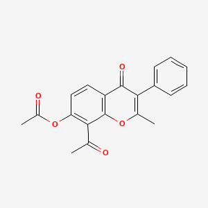 molecular formula C20H16O5 B15507536 8-Acetyl-2-methyl-4-oxo-3-phenyl-4H-1-benzopyran-7-yl acetate CAS No. 62820-29-5