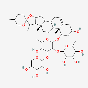 molecular formula C44H70O16 B15507561 2-[5-hydroxy-2-[(6R,9S,13R)-16-hydroxy-5',7,9,13-tetramethylspiro[5-oxapentacyclo[10.8.0.02,9.04,8.013,18]icos-18-ene-6,2'-oxane]-14-yl]oxy-6-methyl-4-(3,4,5-trihydroxyoxan-2-yl)oxyoxan-3-yl]oxy-6-methyloxane-3,4,5-triol 