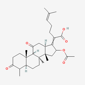 molecular formula C31H44O6 B15507588 2-[(5S,8S,9R,10S,13R,14S)-16-acetyloxy-4,8,10,14-tetramethyl-3,11-dioxo-2,4,5,6,7,9,12,13,15,16-decahydro-1H-cyclopenta[a]phenanthren-17-ylidene]-6-methylhept-5-enoic acid 