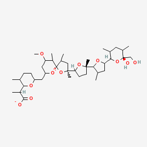 molecular formula C40H67O11- B15507655 2-[6-[[(2S,5R)-2-[(5S)-5-[5-[(6R)-6-hydroxy-6-(hydroxymethyl)-3,5-dimethyloxan-2-yl]-3-methyloxolan-2-yl]-5-methyloxolan-2-yl]-7-methoxy-2,4,6-trimethyl-1,10-dioxaspiro[4.5]decan-9-yl]methyl]-3-methyloxan-2-yl]propanoate 