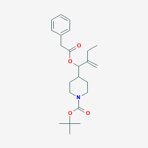 molecular formula C23H33NO4 B15507689 tert-Butyl 4-(2-methylene-1-(2-phenylacetoxy)butyl)piperidine-1-carboxylate 