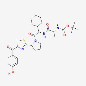 molecular formula C31H42N4O6S B15507690 tert-butyl N-[1-[[1-cyclohexyl-2-[2-[4-(4-hydroxybenzoyl)-1,3-thiazol-2-yl]pyrrolidin-1-yl]-2-oxoethyl]amino]-1-oxopropan-2-yl]-N-methylcarbamate 