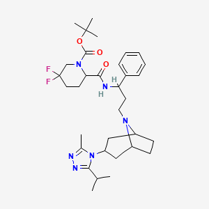 molecular formula C33H48F2N6O3 B15507707 Tert-butyl 5,5-difluoro-2-[[3-[3-(3-methyl-5-propan-2-yl-1,2,4-triazol-4-yl)-8-azabicyclo[3.2.1]octan-8-yl]-1-phenylpropyl]carbamoyl]piperidine-1-carboxylate 