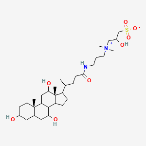 molecular formula C32H58N2O8S B15507747 3-[dimethyl-[3-[4-[(10S,13R)-3,7,12-trihydroxy-10,13-dimethyl-2,3,4,5,6,7,8,9,11,12,14,15,16,17-tetradecahydro-1H-cyclopenta[a]phenanthren-17-yl]pentanoylamino]propyl]azaniumyl]-2-hydroxypropane-1-sulfonate 