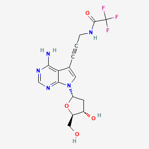 molecular formula C16H16F3N5O4 B15507878 N-[3-[4-Amino-7-(2-deoxy-|A-D-erythro-pentofuranosyl)-7H-pyrrolo[2,3-d]pyrimidin-5-yl]-2-propyn-1-yl]-2,2,2-trifluoro-Acetamide 