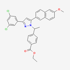 molecular formula C31H26Cl2N2O3 B15507879 Ethyl 4-[1-[3-(3,5-dichlorophenyl)-5-(6-methoxynaphthalen-2-yl)pyrazol-1-yl]ethyl]benzoate 