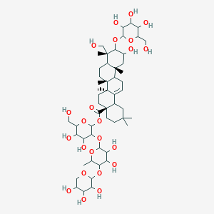 molecular formula C53H86O23 B15507887 [3-[3,4-dihydroxy-6-methyl-5-(3,4,5-trihydroxyoxan-2-yl)oxyoxan-2-yl]oxy-4,5-dihydroxy-6-(hydroxymethyl)oxan-2-yl] (4aS,6aS,6bR,9R,12aR)-11-hydroxy-9-(hydroxymethyl)-2,2,6a,6b,9,12a-hexamethyl-10-[3,4,5-trihydroxy-6-(hydroxymethyl)oxan-2-yl]oxy-1,3,4,5,6,6a,7,8,8a,10,11,12,13,14b-tetradecahydropicene-4a-carboxylate 