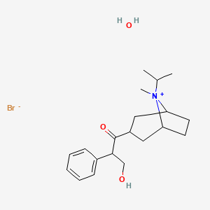 molecular formula C20H32BrNO3 B15507989 3-Hydroxy-1-(8-methyl-8-propan-2-yl-8-azoniabicyclo[3.2.1]octan-3-yl)-2-phenylpropan-1-one;bromide;hydrate 