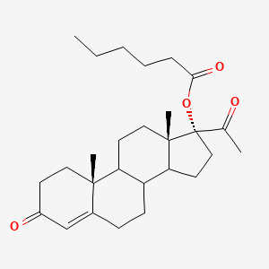 molecular formula C27H40O4 B15508016 17alpha-Hydroxyprogesterone hexanoate;17alpha-Hydroxyprogesterone caproate 