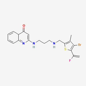 molecular formula C20H21BrFN3OS B15508256 2-[3-[[4-bromo-5-(1-fluoroethenyl)-3-methylthiophen-2-yl]methylamino]propylamino]-4aH-quinolin-4-one 