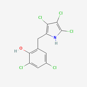 molecular formula C11H6Cl5NO B15508318 2,4-dichloro-6-[(3,4,5-trichloro-1H-pyrrol-2-yl)methyl]phenol 